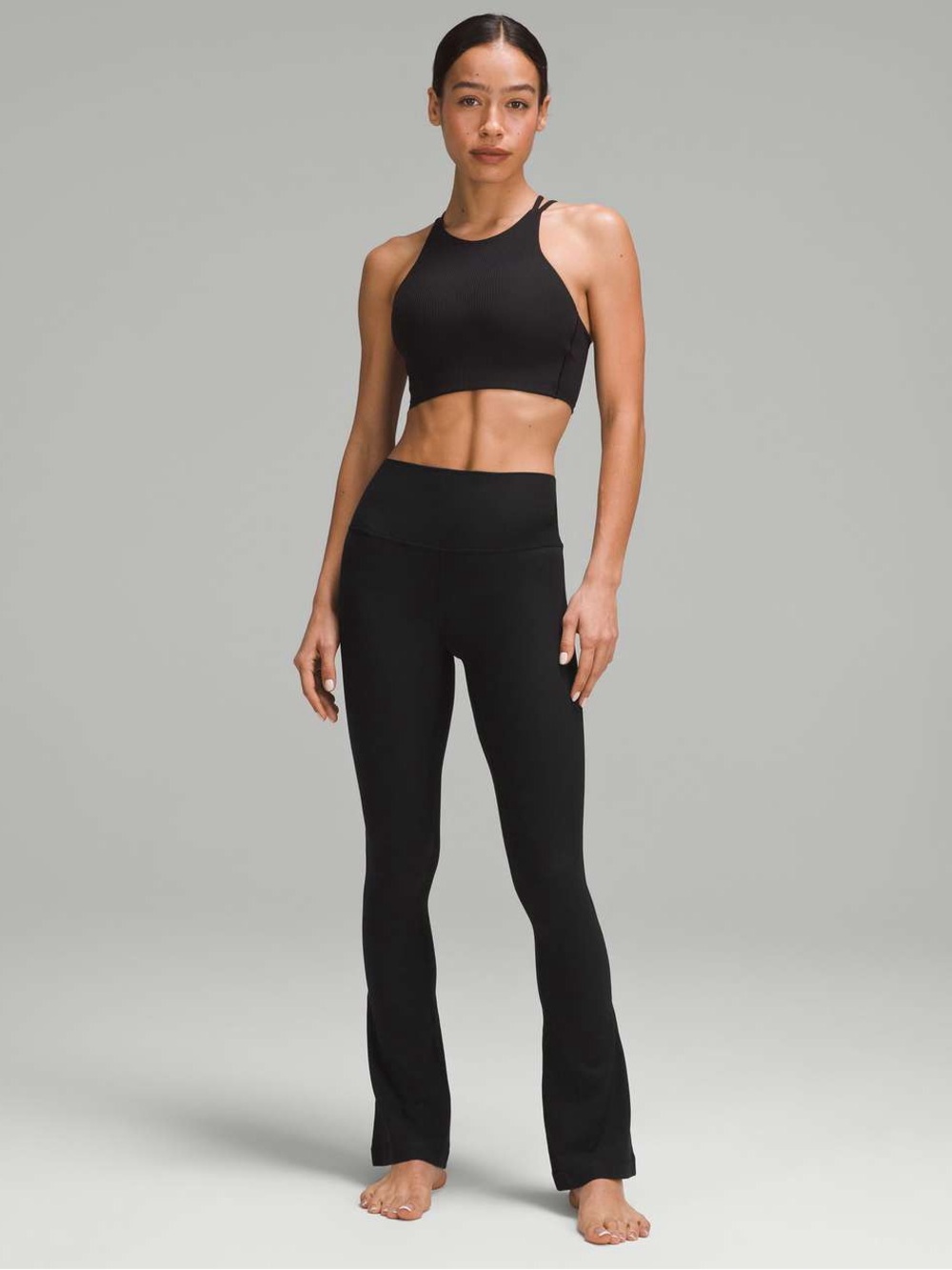 Lululemon Black Ribbed High Rise Flare Pants Size 2
